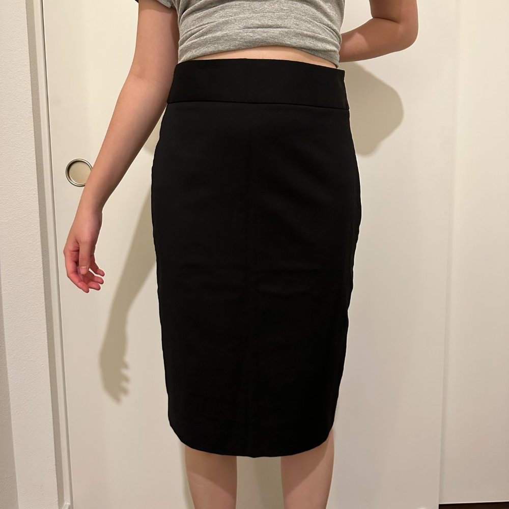 Black pencil midi skirt